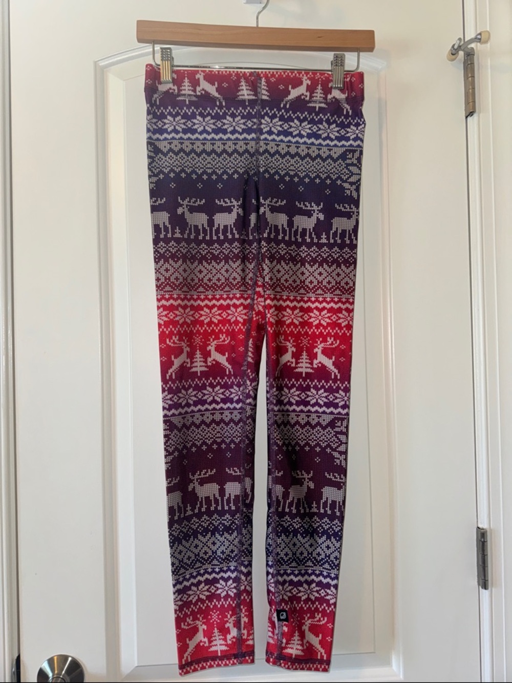 Terez Women’s Gradient Holiday Reindeer Leggings - Purple & Red